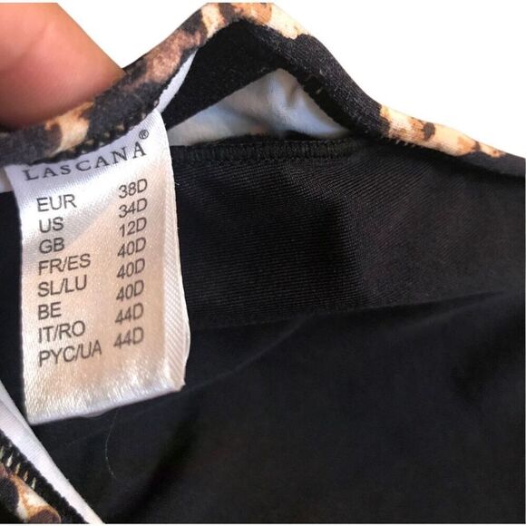 Lascana Lexa Bikini Top animal print with halter tie padded inserts size 34 D - Picture 5 of 7